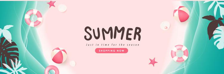 Blue sea and beach summer sale banner background vector