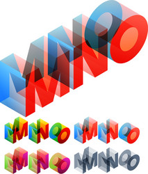 colored text in isometric view vector image