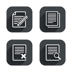 document icons search delete and edit file vector image
