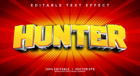 hunter 3d text effect with modern style design vector image