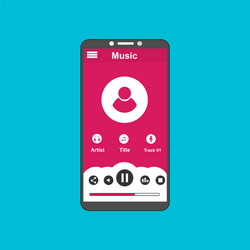 media player application app template with flat vector image