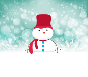 snowman background with snowflakes Vector Image