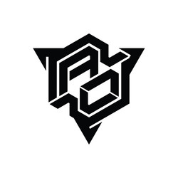 ao logo monogram hexagon shape with triangle vector image