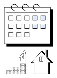 calendar with highlighted dates growing bar chart vector image