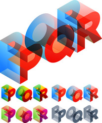 colored text in isometric view vector image