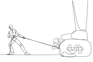 continuous one line drawing robot tries to take vector image