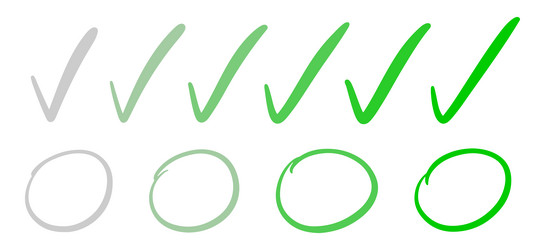 gradient check marks and circles in green tones vector image