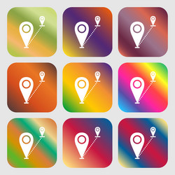 Map pointer icon sign nine buttons with bright vector