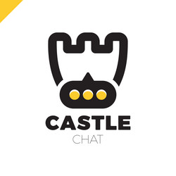 castle shield simple minimalist logotype secure vector image