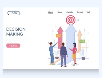 Decision making website landing page design vector