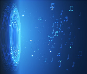 dinamic with lights and notes on blue background vector image