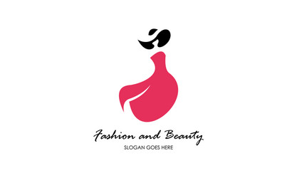 Fashion female dress and beauty logo vector