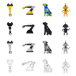 isolated object of robot and factory logo set vector image