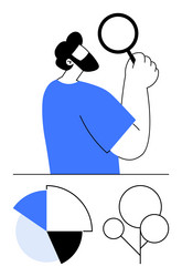 man analyzing data with magnifying glass vector image