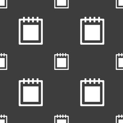 Notepad icon sign seamless pattern on a gray vector