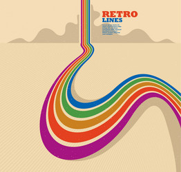 retro style abstract background with curve lines vector image