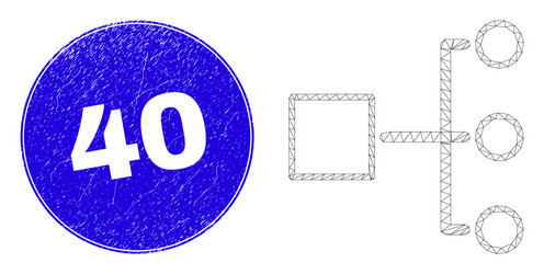 blue distress 40 stamp and web mesh hierarchy vector image
