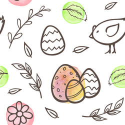 easter pattern with eggs and chicken vector image