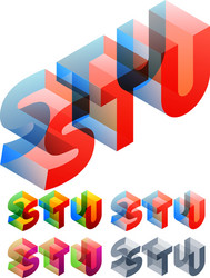 colored text in isometric view vector image