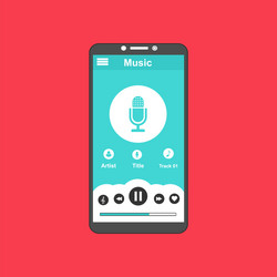 media player application app template with flat vector image