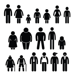 People character man woman children age size vector