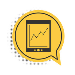 black tablet with statistic graph chart icon vector image