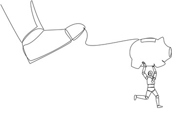 continuous one line drawing smart robot carrying vector image
