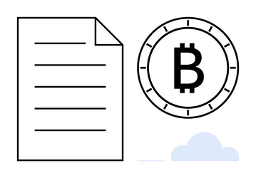 document with bitcoin symbol and cloud vector image