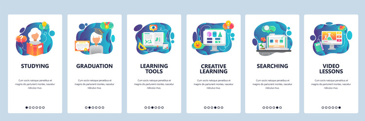 mobile app onboarding screens studying reading vector image