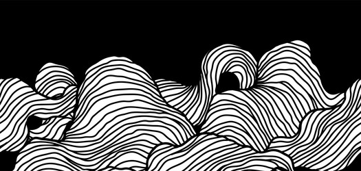 seamless pattern with wave line curls monochrome vector