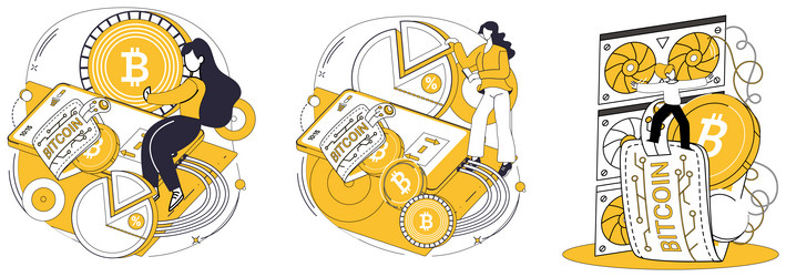 bitcoin mining algorithms envoys execute vector image