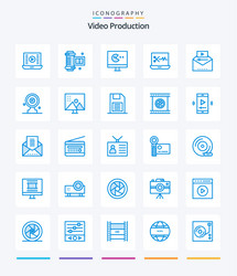 Creative video production 25 blue icon pack vector