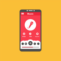 media player application app template with flat vector image