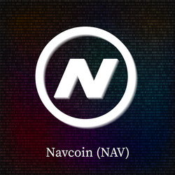 navcoin symbol on dark binary code background vector image