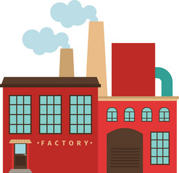 red factory building icon vector