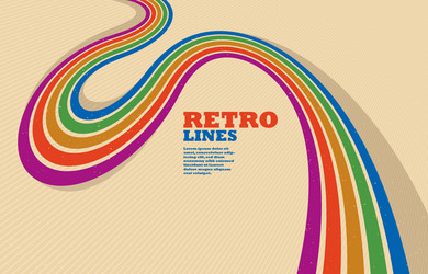 retro style abstract background with curve lines vector image