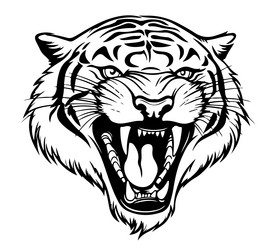 angry tiger face growling sketch hand drawn Vector Image