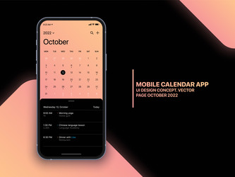 mobile calendar app ui concept on realistic vector image