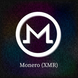 monero symbol on dark binary code background vector image