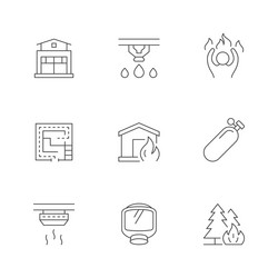 set line icons of firefighting vector image