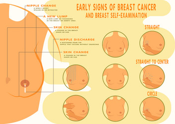 breast cancer early sign self examination banner vector