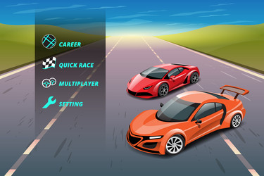 car racing game in display menu juning vector image