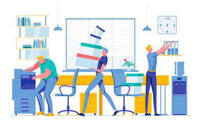 employees doing different tasks workflow process vector image