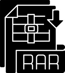 Rar file black glyph icon vector