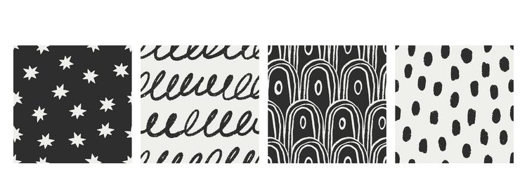 seamless abstract scribble patterns set hand vector image