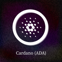 cardano symbol on dark binary code background vector image