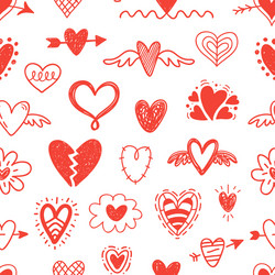 Hand Drawn Heart Pattern Vector Image