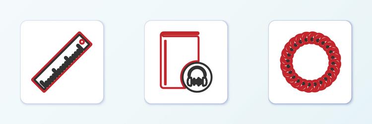 set line laurel wreath ruler and audio book icon vector image