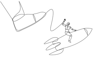 single continuous line drawing smart robot riding vector image