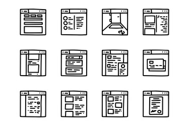 web design line doodle simple icon set vector image